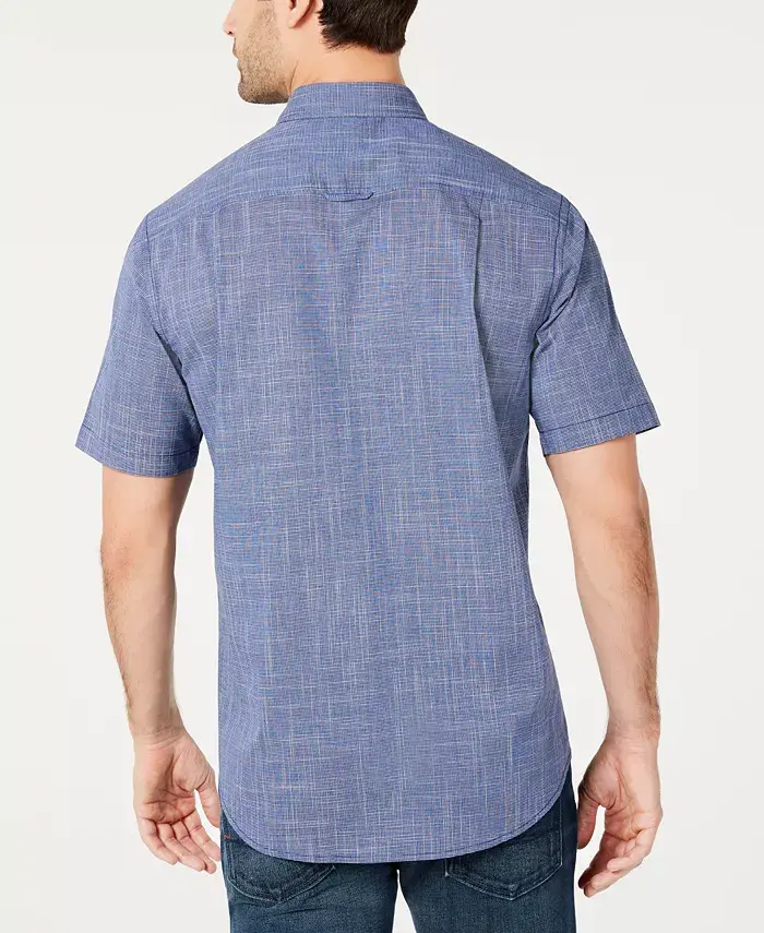 Alfani Club Room Men's Texture Check Stretch Cotton Shirt Created For Macy's Men's Fashion & Accessories