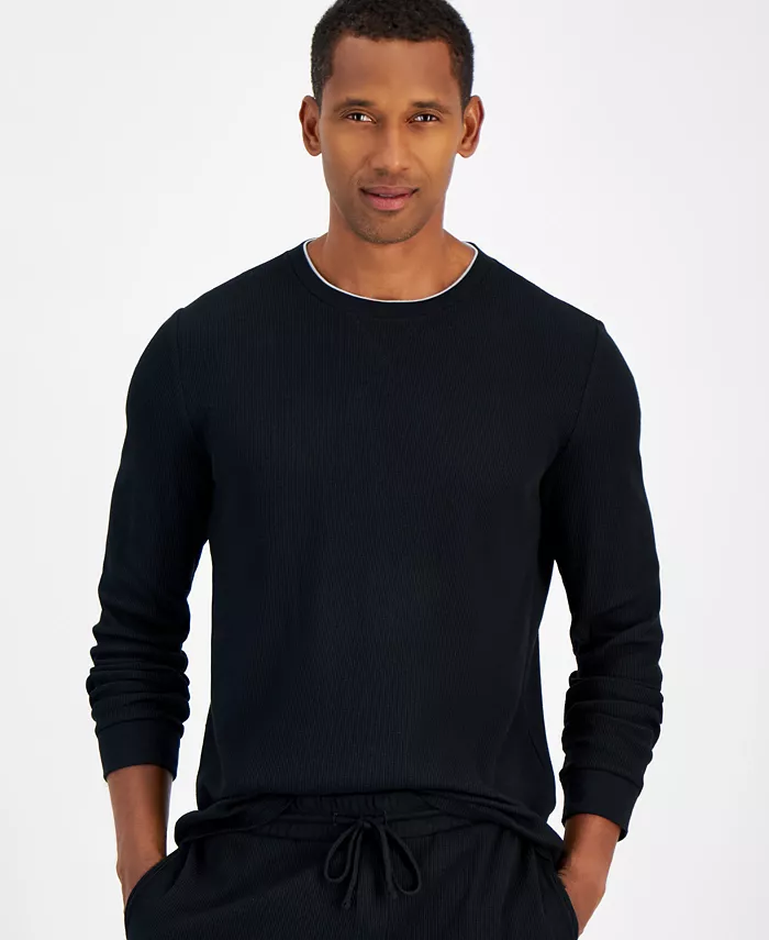 Alfani Club Room Men's Waffle Long-Sleeve T-Shirt & Pajama Pant Set Created For Macys Men's Fashion & Accessories
