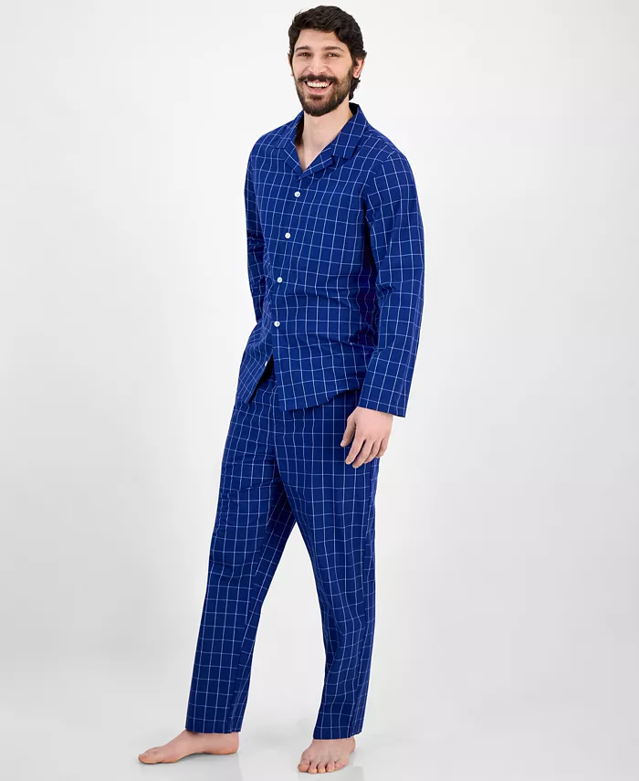 Alfani Club Room Men's Windowpane Plaid Pajama Set Exclusively At Macy's Men's Fashion & Accessories