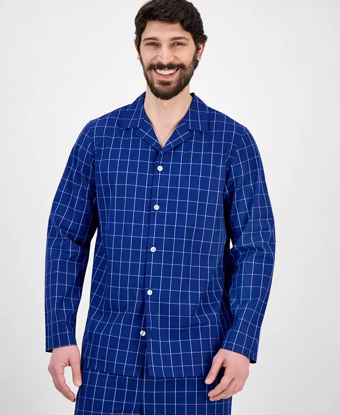 Alfani Club Room Men's Windowpane Plaid Pajama Set Exclusively At Macy's Men's Fashion & Accessories