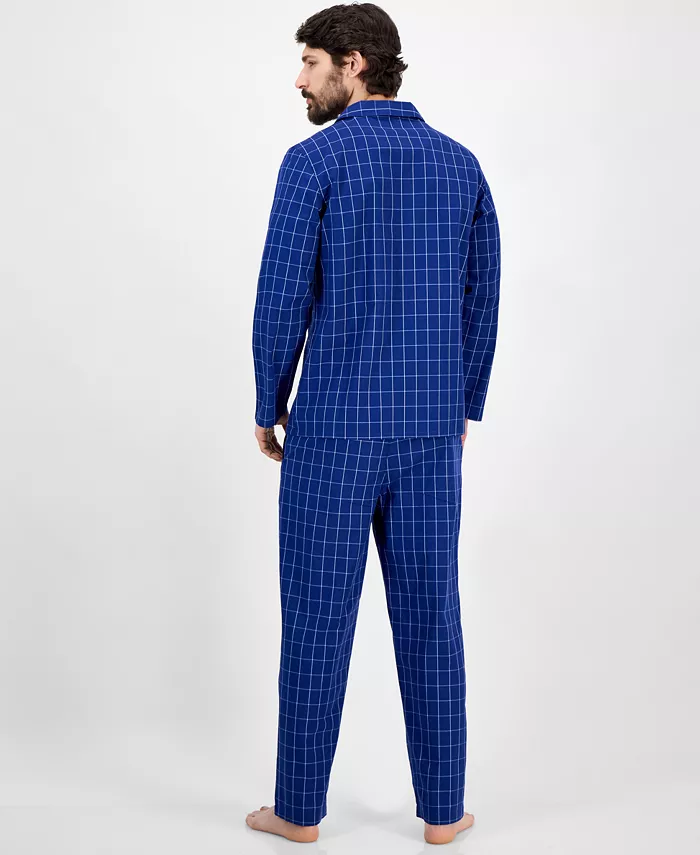 Alfani Club Room Men's Windowpane Plaid Pajama Set Exclusively At Macy's Men's Fashion & Accessories