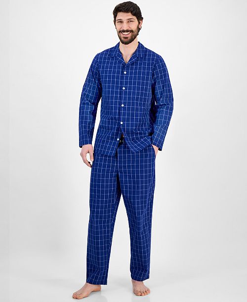 alfani Club Room Men's Windowpane Plaid Pajama Set Exclusively at Macy's Men's Fashion & Accessories