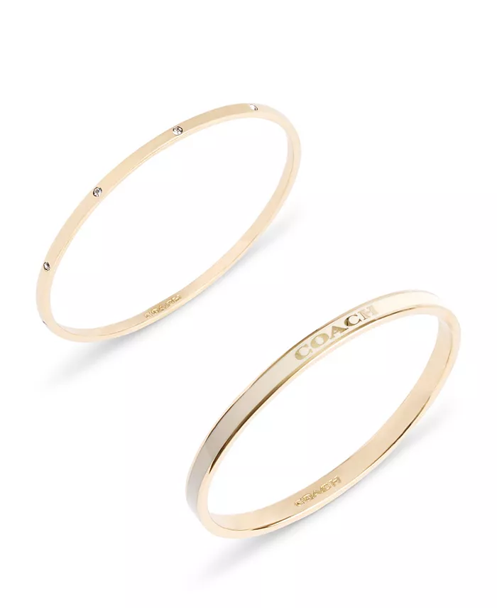 Alfani COACH Faux Stone Enamel Signature Bangle Bracelet Set Jewelry & Watches