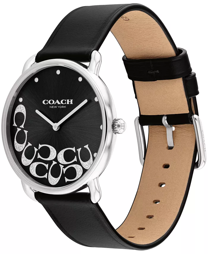 Alfani COACH Women's Elliot Black Leather Watch 36mm Jewelry & Watches