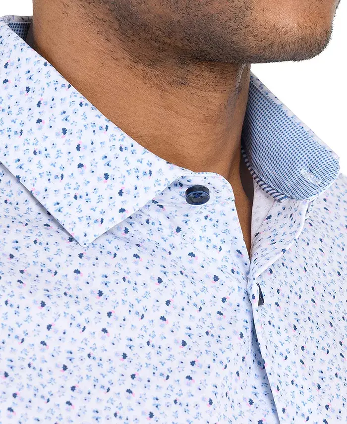 Alfani ConStruct Men’s Recycled Slim Fit Floral 4-Way Stretch Performance Dress Shirt Men's Fashion & Accessories