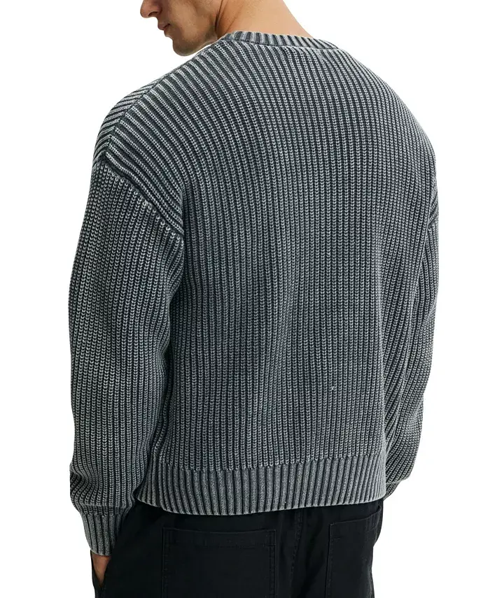 Alfani COTTON ON Men's Washed Box Fit Crew Knit Sweater Men's Fashion & Accessories