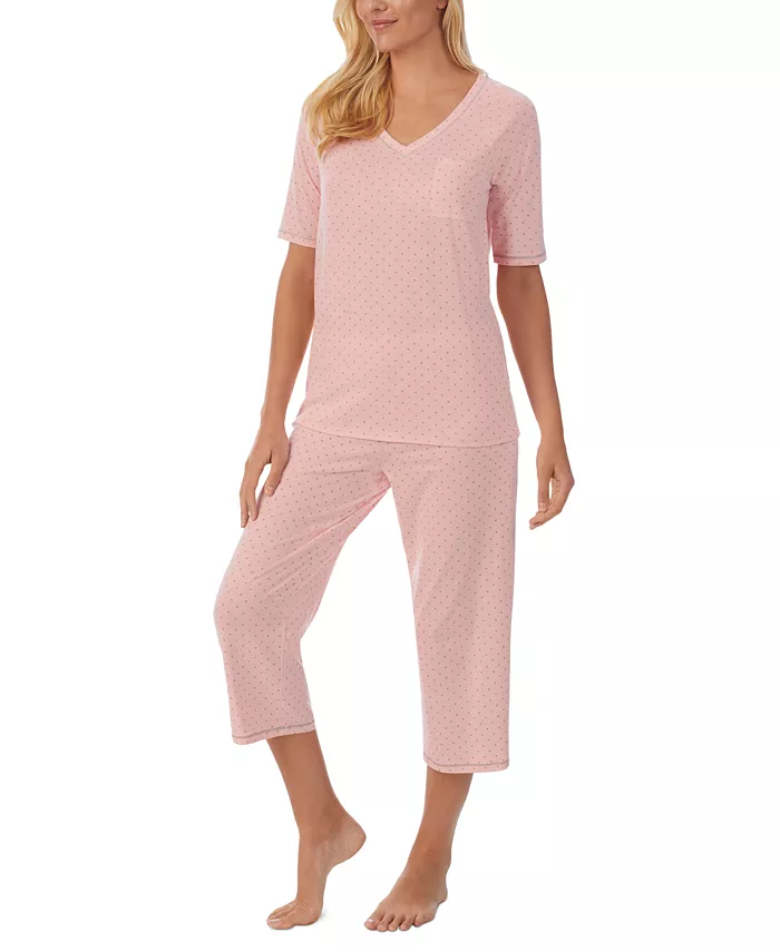 Alfani Cuddl Duds Printed Elbow-Sleeve Top & Capri Pants Pajama Set Women's Fashion Shoes & Accessories