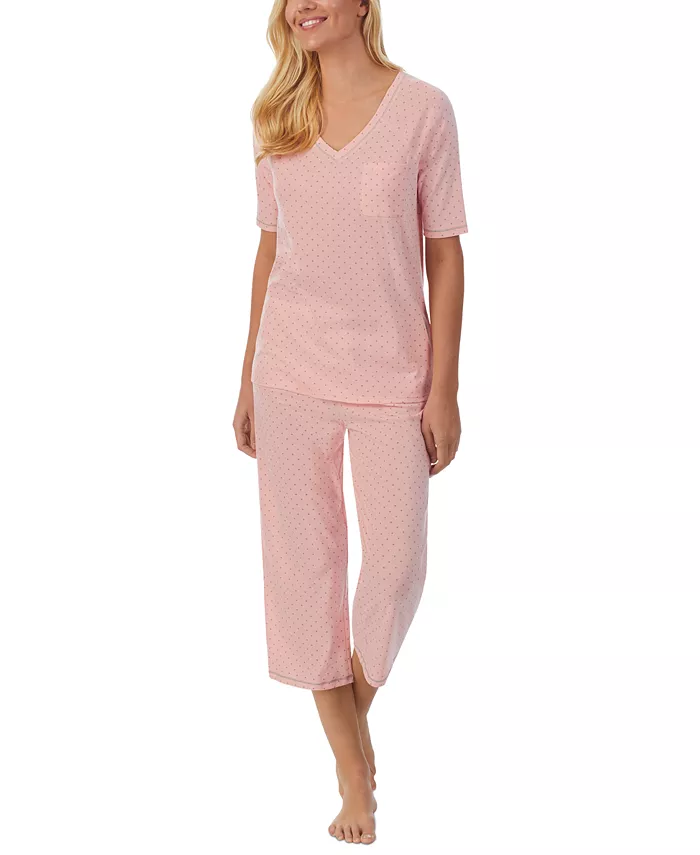 Alfani Cuddl Duds Printed Elbow-Sleeve Top & Capri Pants Pajama Set Women's Fashion Shoes & Accessories