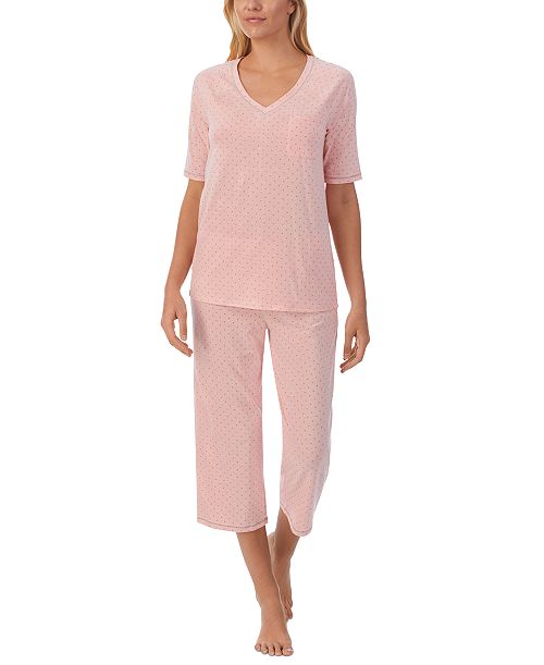 alfani Cuddl Duds Printed Elbow-Sleeve Top & Capri Pants Pajama Set Women's Fashion Shoes & Accessories