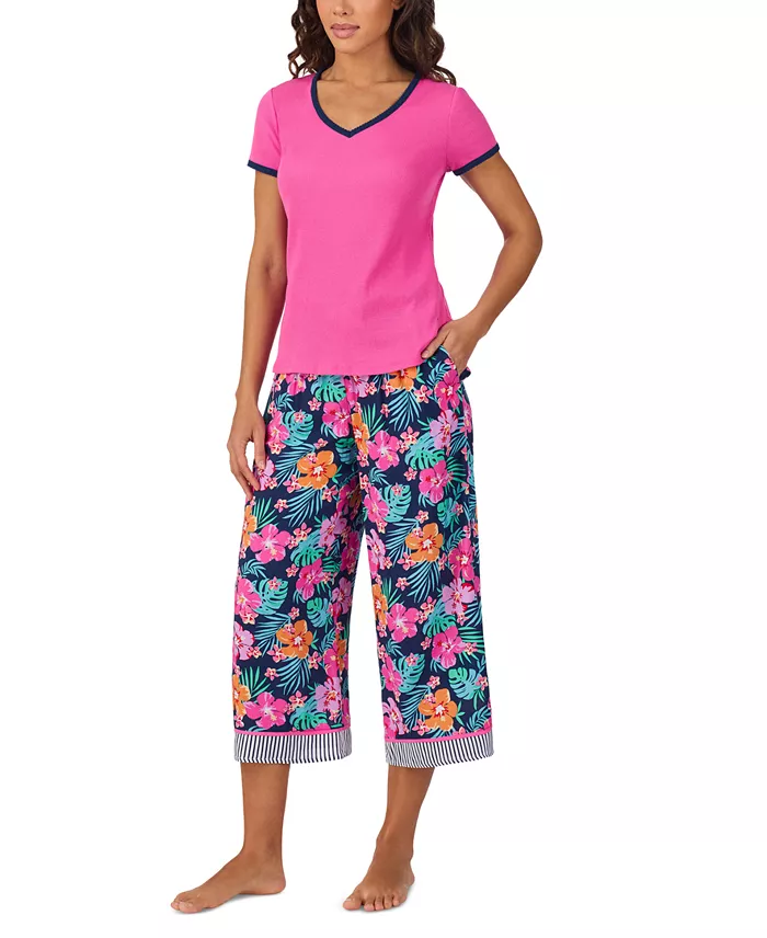 Alfani Cuddl Duds Women's Printed Cropped Pajama Set Women's Fashion Shoes & Accessories