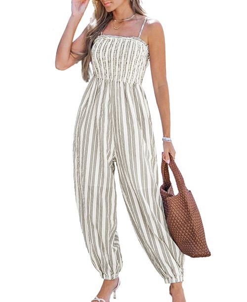 alfani Cupshe Women's Breezy Striped Jumpsuit Women's Fashion Shoes & Accessories