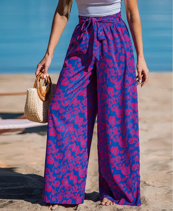 Alfani Cupshe Women's Celestial Waves Floral Cover-Up Pants Women's Fashion Shoes & Accessories