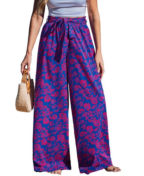 alfani Cupshe Women's Celestial Waves Floral Cover-Up Pants Women's Fashion Shoes & Accessories