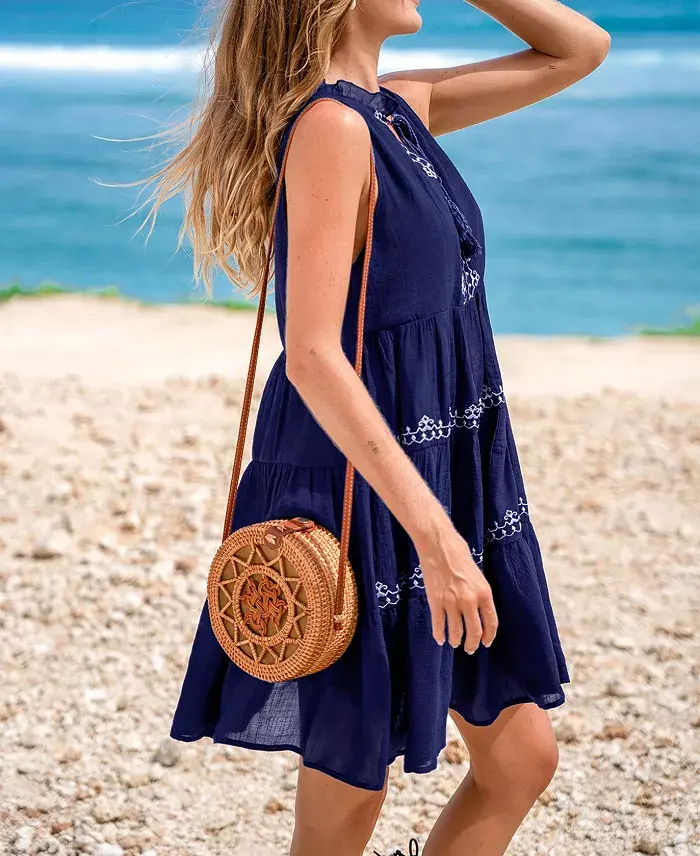 Alfani Cupshe Women's Desert Moon Blue Mini Beach Dress Women's Fashion Shoes & Accessories