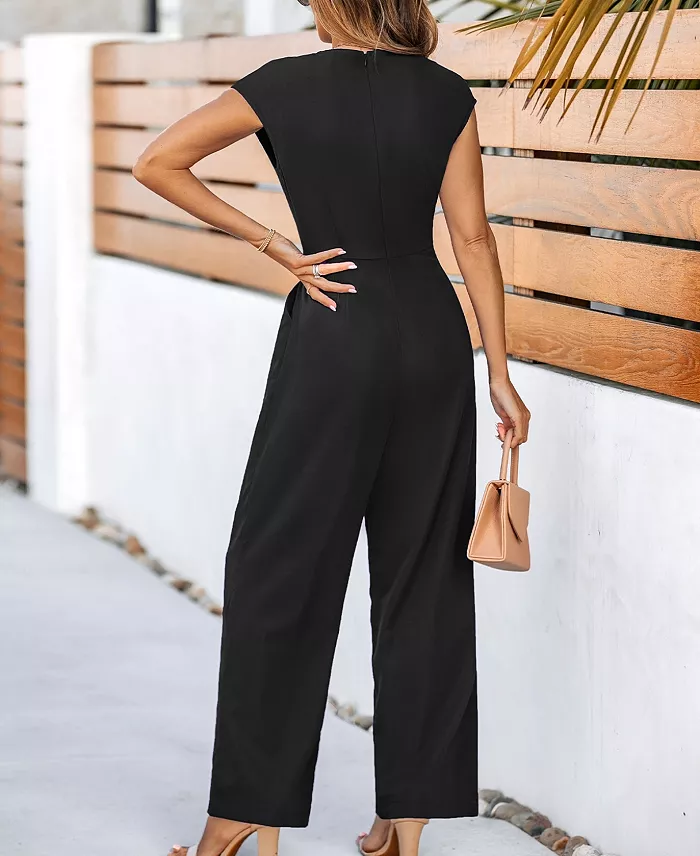 Alfani Cupshe Women's Elegant Tie-Waist Cap Sleeve Jumpsuit Women's Fashion Shoes & Accessories