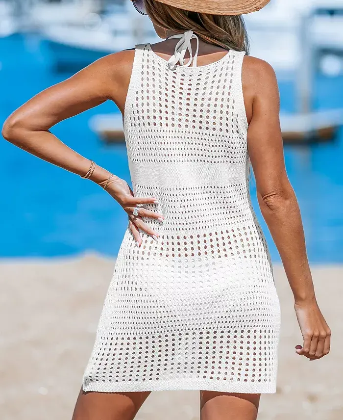 Alfani Cupshe Women's Knit Sleeveless Cutout Mini Cover-Up Beach Dress Women's Fashion Shoes & Accessories