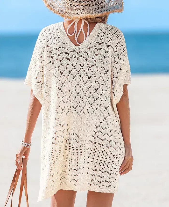 Alfani Cupshe Women's Laguna Escape Beige Cover-Up Mini Beach Dress Women's Fashion Shoes & Accessories