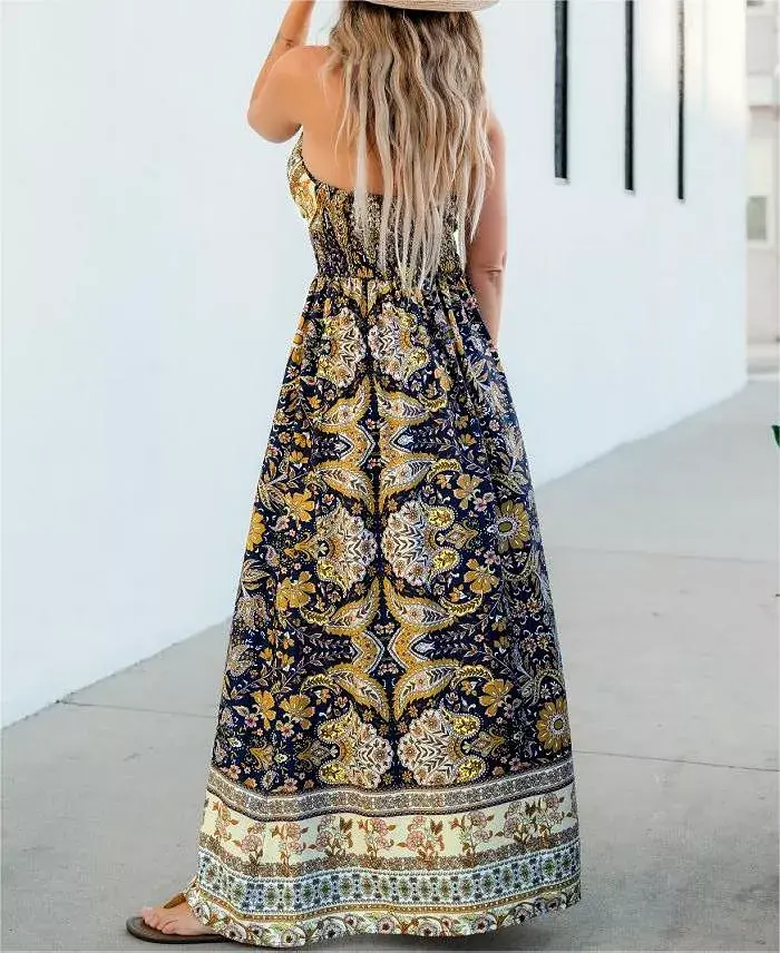 Alfani Cupshe Women's Mixed Paisley Boho Maxi Beach Dress Women's Fashion Shoes & Accessories