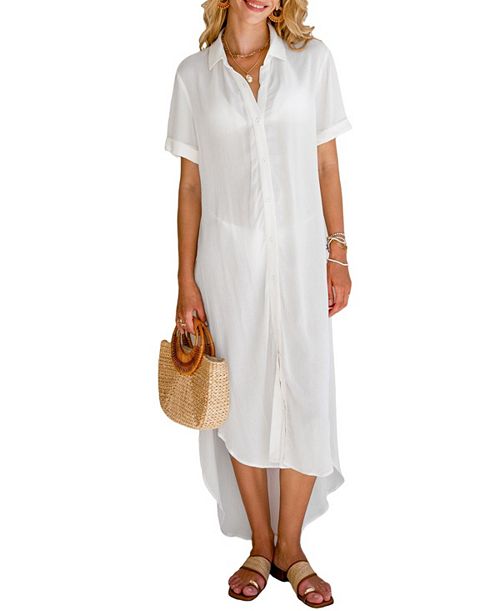 alfani Cupshe Women's Relaxed & Polished White Midi Beach Dress Women's Fashion Shoes & Accessories