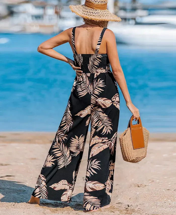 Alfani Cupshe Women's Sandy Shores Tropical Jumpsuit Women's Fashion Shoes & Accessories