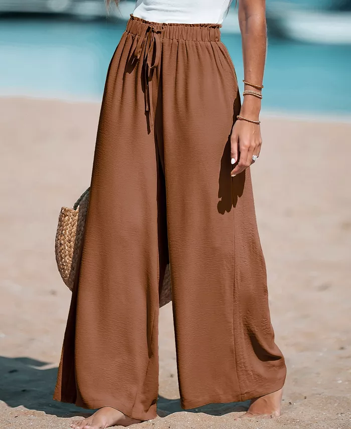 Alfani Cupshe Women's Summer Lovin Drawstring Wide-Leg Pants Women's Fashion Shoes & Accessories