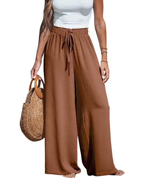 alfani Cupshe Women's Summer Lovin Drawstring Wide-Leg Pants Women's Fashion Shoes & Accessories