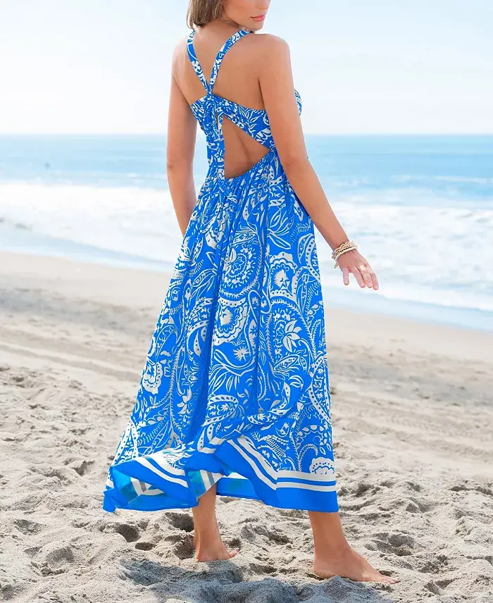 Alfani Cupshe Women's Sunny Daydream Paisley Maxi Beach Dress Women's Fashion Shoes & Accessories