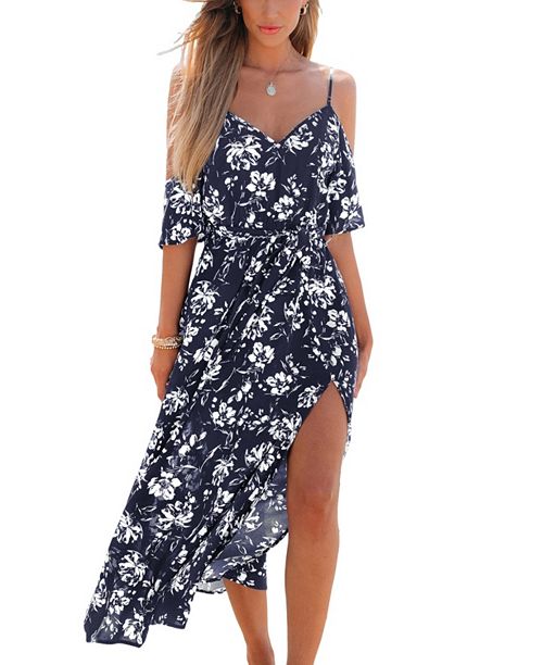 alfani Cupshe Women's Sunset Kiss Floral Maxi Beach Dress Women's Fashion Shoes & Accessories