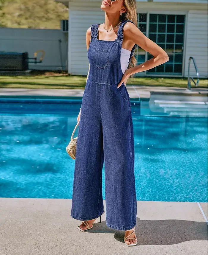 Alfani Cupshe Women's Sweet Dreams Blue Jumpsuit Women's Fashion Shoes & Accessories