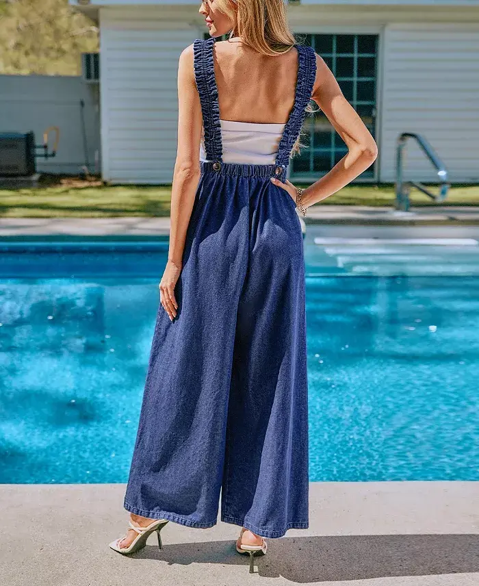 Alfani Cupshe Women's Sweet Dreams Blue Jumpsuit Women's Fashion Shoes & Accessories