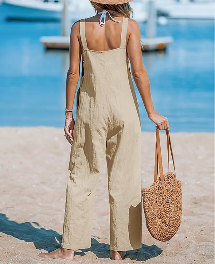 Alfani Cupshe Women's Tapered Pinafore Jumpsuit Women's Fashion Shoes & Accessories