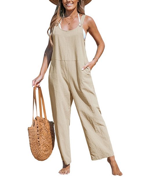 alfani Cupshe Women's Tapered Pinafore Jumpsuit Women's Fashion Shoes & Accessories