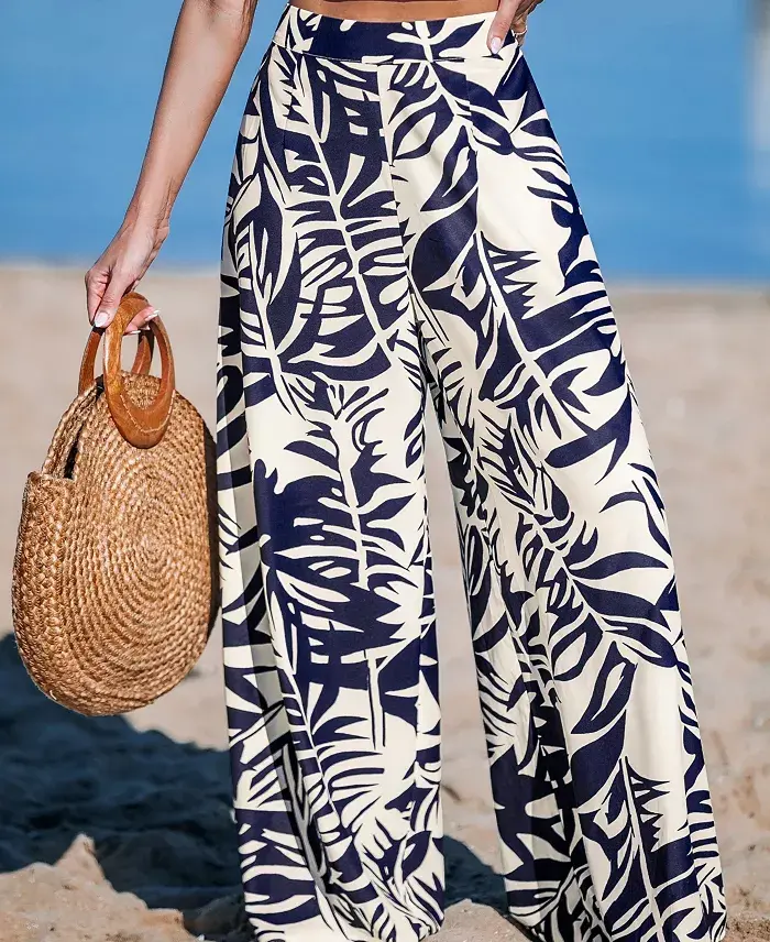 Alfani Cupshe Women's Tropical Floral Wide Leg Pants Women's Fashion Shoes & Accessories