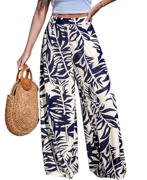 alfani Cupshe Women's Tropical Floral Wide Leg Pants Women's Fashion Shoes & Accessories