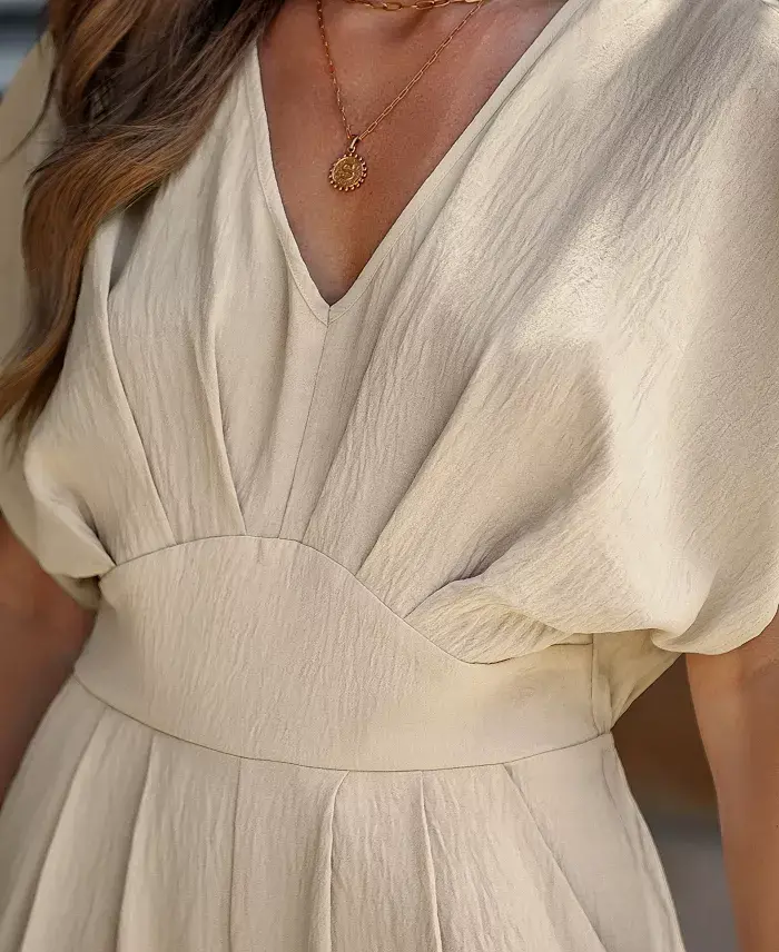 Alfani Cupshe Women's V-Neck Short Sleeve Straight Leg Jumpsuit Women's Fashion Shoes & Accessories