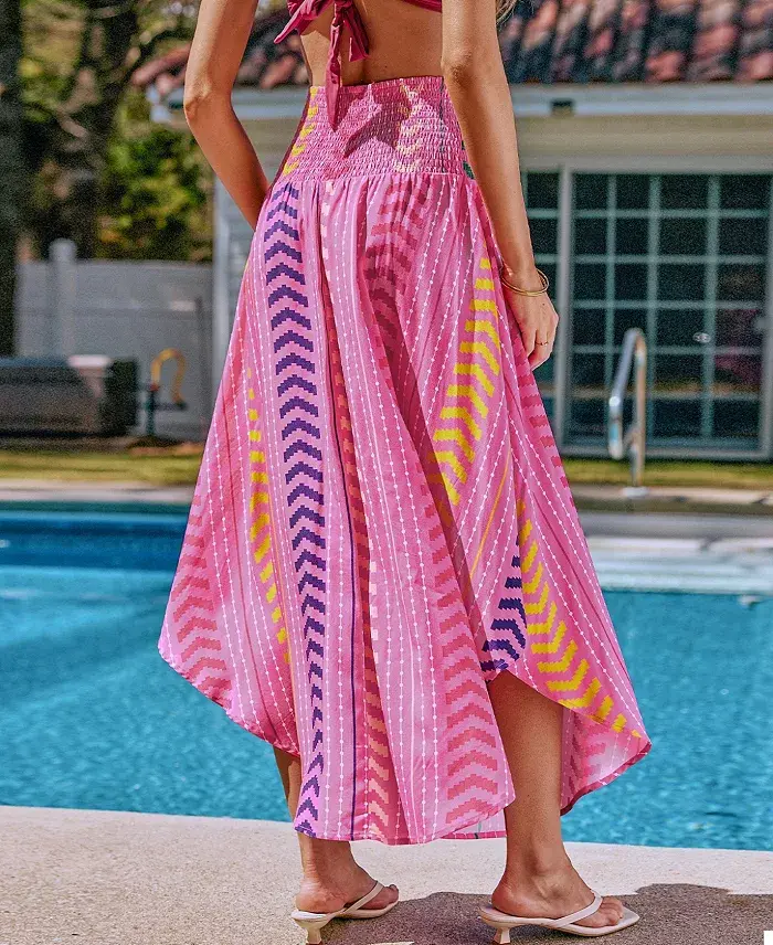 Alfani Cupshe Women's Vibrant Mood Chevron Cover-Up Sarong Women's Fashion Shoes & Accessories