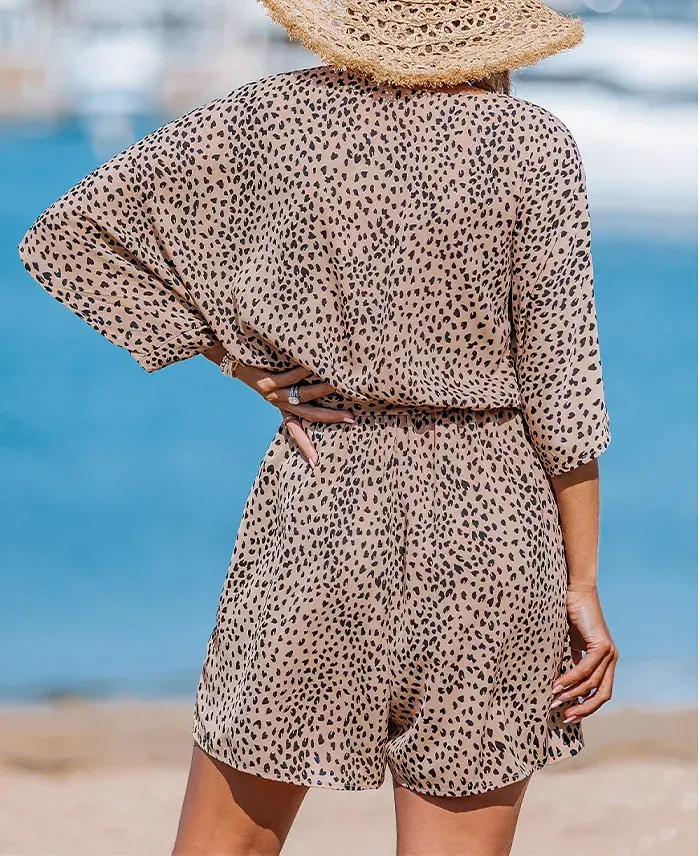 Alfani Cupshe Women's Wild Cat Animal Print Romper Women's Fashion Shoes & Accessories