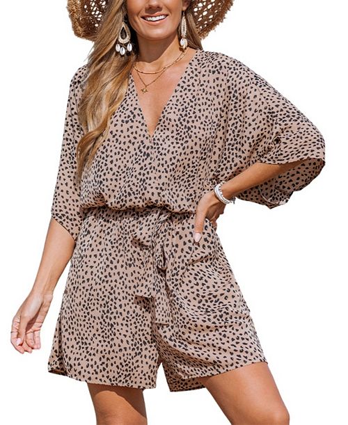 alfani Cupshe Women's Wild Cat Animal Print Romper Women's Fashion Shoes & Accessories
