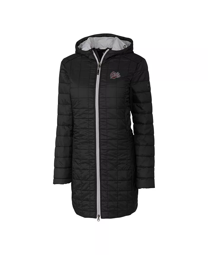 Alfani Cutter & Buck Women's Black Montana Grizzlies Rainier PrimaLoft Eco Hooded Long Coat Sports Fan Shop