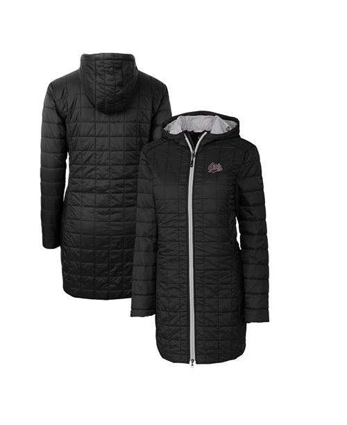 alfani Cutter & Buck Women's Black Montana Grizzlies Rainier PrimaLoft Eco Hooded Long Coat Sports Fan Shop