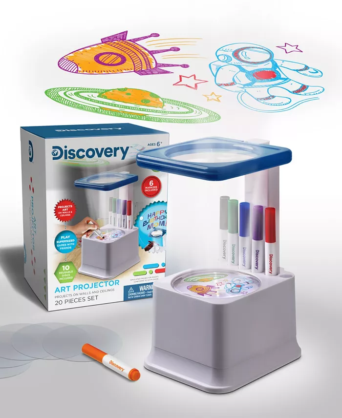 Alfani Discovery Kids Draw On The Discs Then Place Your Creation Onto The Projector's Lamp To Project It Onto Your Ceiling Or Wall The Base Of The Projector Includes A Built-in Caddy To Store Your 10 Reusable Coloring Discs And