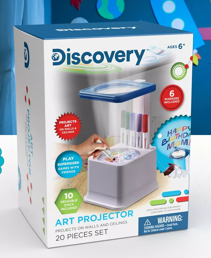 Alfani Discovery Kids Draw On The Discs Then Place Your Creation Onto The Projector's Lamp To Project It Onto Your Ceiling Or Wall The Base Of The Projector Includes A Built-in Caddy To Store Your 10 Reusable Coloring Discs And