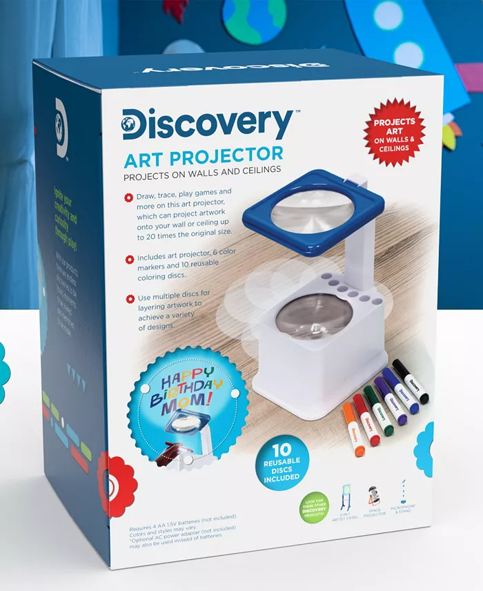 Alfani Discovery Kids Draw On The Discs Then Place Your Creation Onto The Projector's Lamp To Project It Onto Your Ceiling Or Wall The Base Of The Projector Includes A Built-in Caddy To Store Your 10 Reusable Coloring Discs And