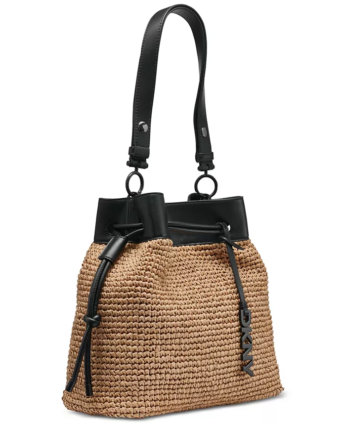 Alfani DKNY Bardot Small Raffia Bucket Bag Handbags Purses & Accessories