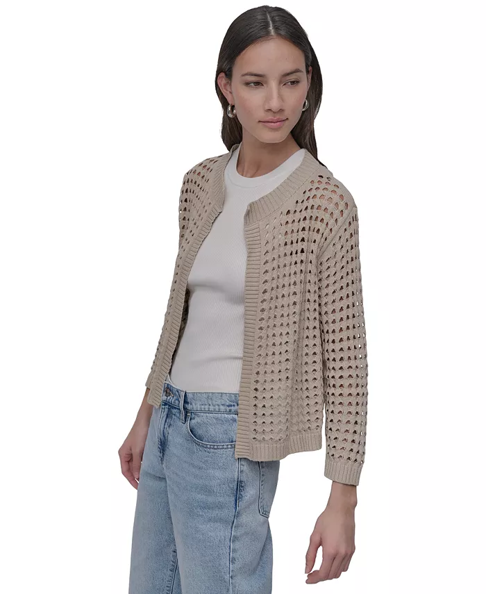 Alfani DKNY Jeans Petite Open-Stitch Cardigan Women's Fashion Shoes & Accessories