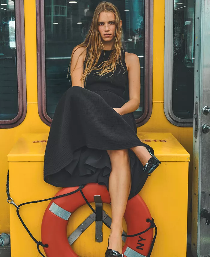 Alfani DKNY Jeans Women's Cotton Gauze Smocked-Bodice Maxi Dress Women's Fashion Shoes & Accessories