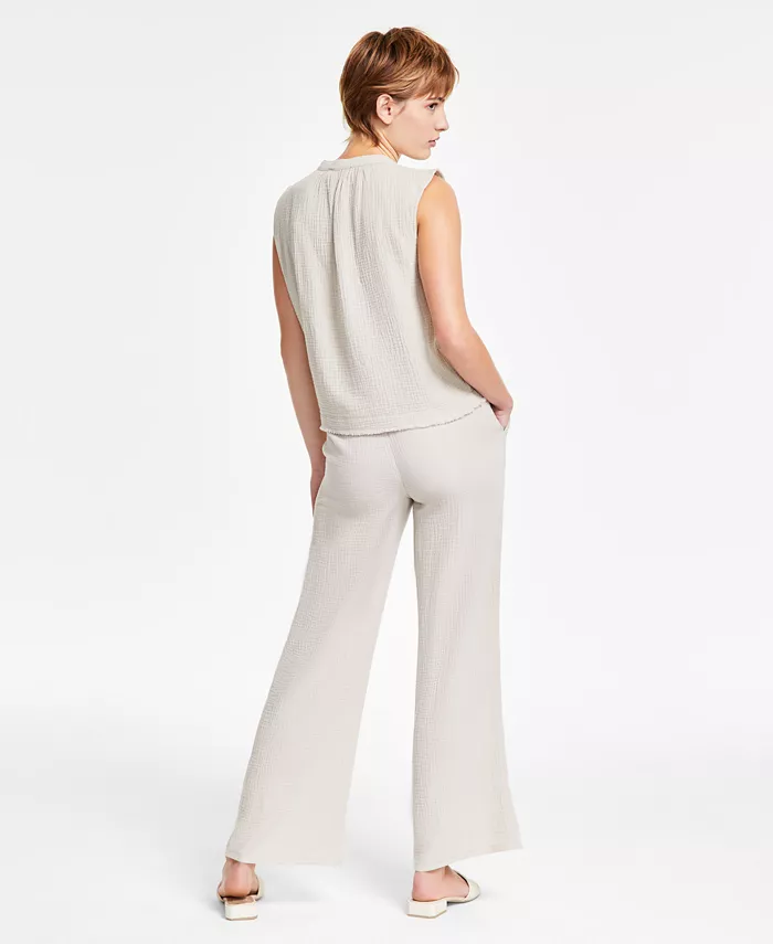 Alfani DKNY Jeans Women's Gauze Sleeveless Top & Straight-Leg Pants Plus Sizes