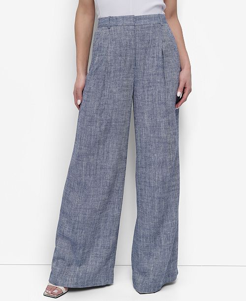alfani DKNY Petite High Rise Wide-Leg Pants Women's Fashion Shoes & Accessories