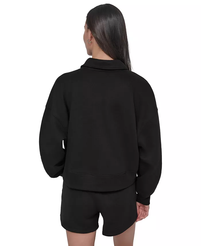 Alfani DKNY Sport Varsity Embroidered Logo Johnny Collar Top Women's Fashion Shoes & Accessories