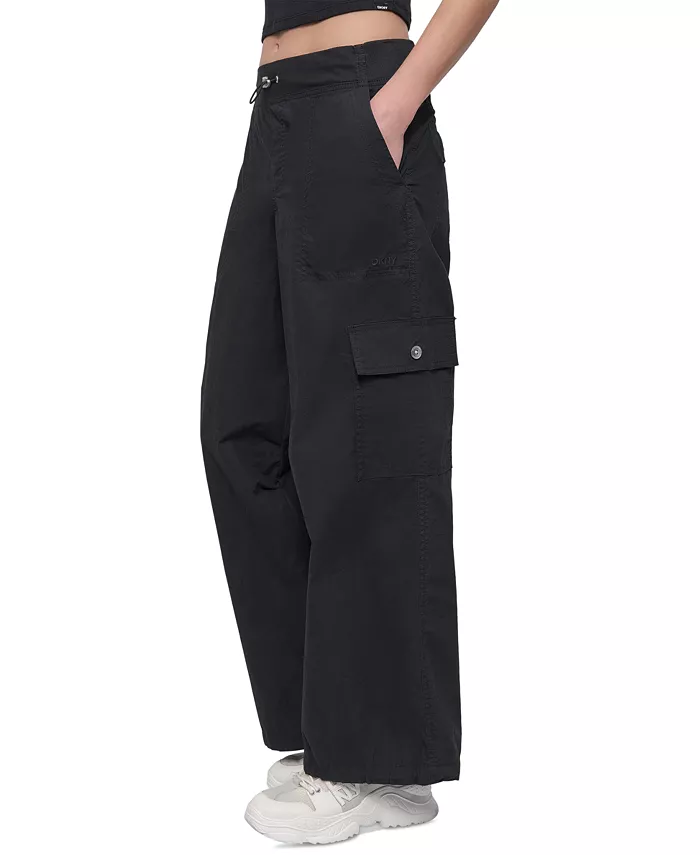 Alfani DKNY Sport Women's Cotton High-Rise Wide-Leg Cargo Pants Women's Fashion Shoes & Accessories